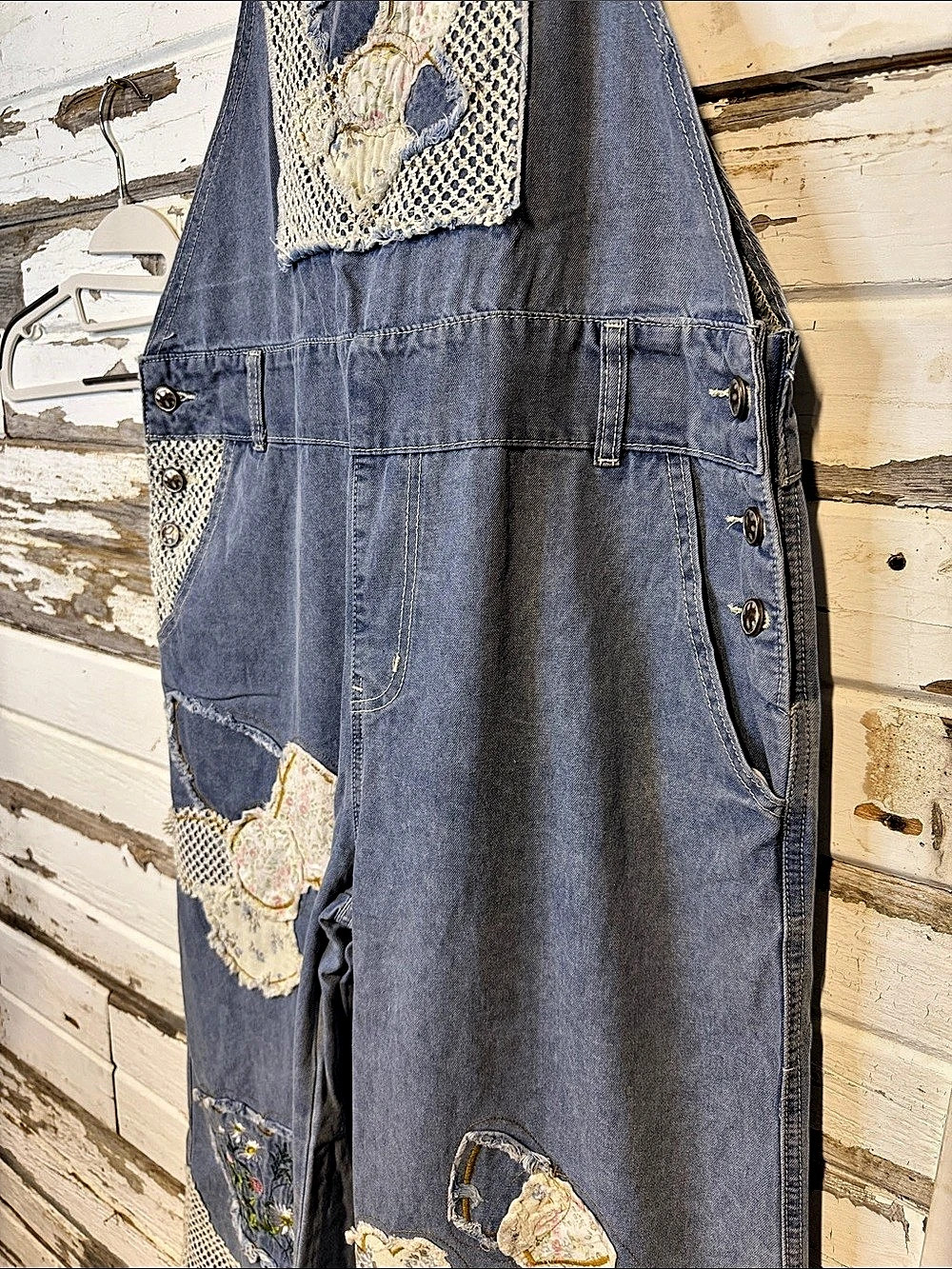 POL Denim Multi Denim Overalls in Blue & White Size Medium ((014 - Picture 3 of 14